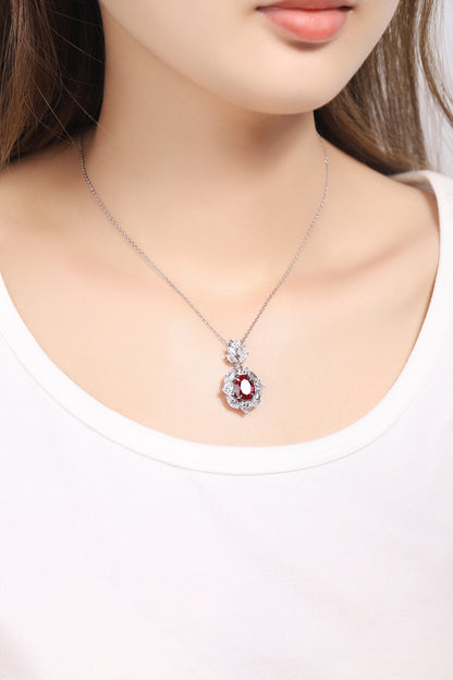 Pirmiana New S925 Silver 3.5ct Lad Grown Ruby Necklace High Fine Jewelry for Women Party Gift