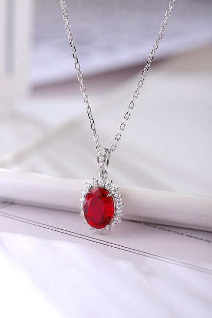 Pirmiana New S925 Silver 2.05ct Lad Grown Ruby Necklace High Fine Jewelry for Women Party Gift