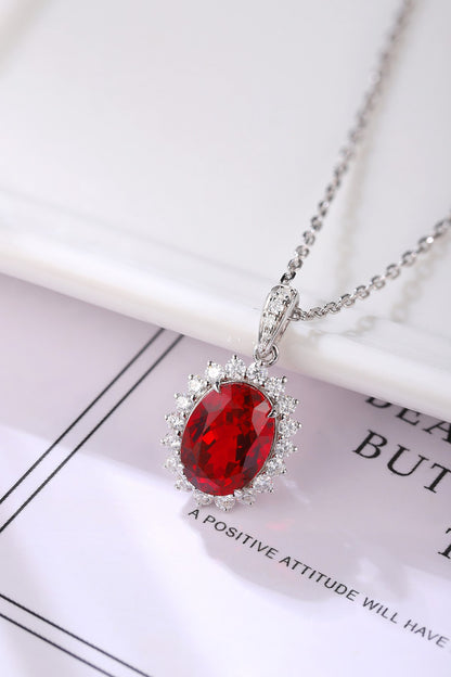 Pirmiana New S925 Silver 2.05ct Lad Grown Ruby Necklace High Fine Jewelry for Women Party Gift