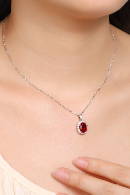 Pirmiana New S925 Silver 2.05ct Lad Grown Ruby Necklace High Fine Jewelry for Women Party Gift