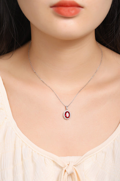 Pirmiana New S925 Silver 2.05ct Lad Grown Ruby Necklace High Fine Jewelry for Women Party Gift