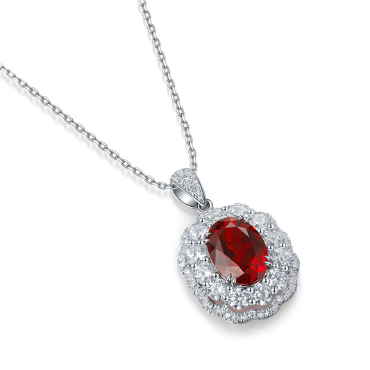 Pirmiana New S925 Silver 2.87ct Lad Grown Ruby Necklace High Fine Jewelry for Women Party Gift