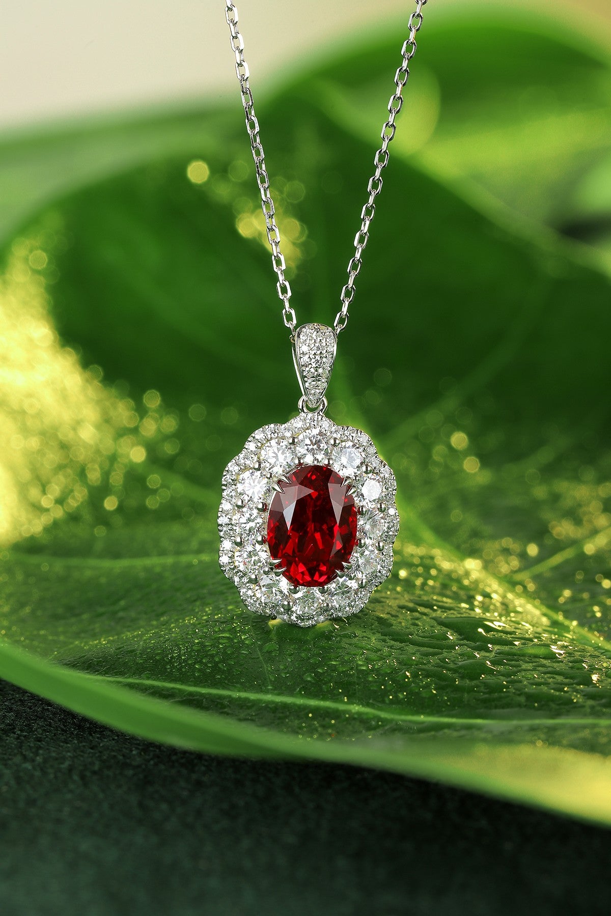 Pirmiana New S925 Silver 2.87ct Lad Grown Ruby Necklace High Fine Jewelry for Women Party Gift