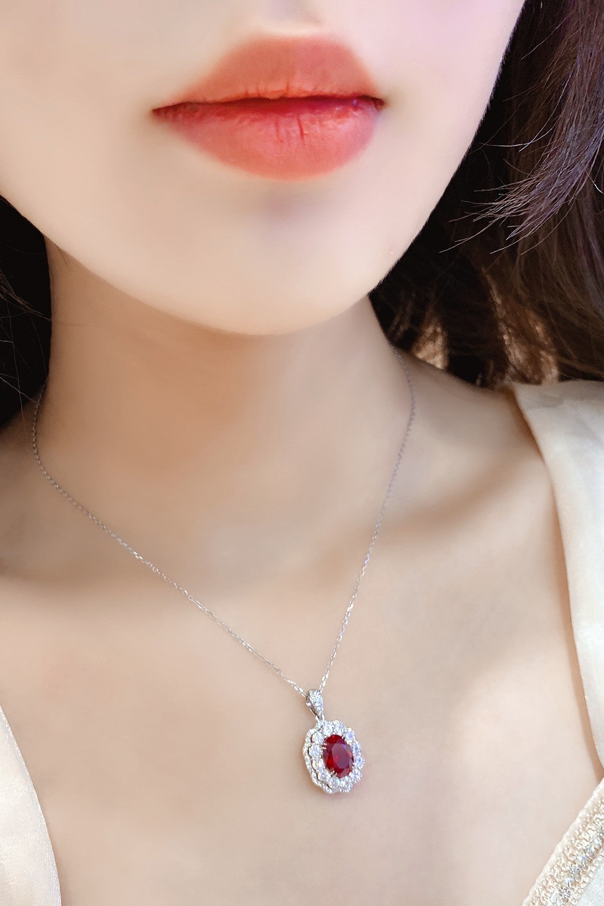 Pirmiana New S925 Silver 2.87ct Lad Grown Ruby Necklace High Fine Jewelry for Women Party Gift