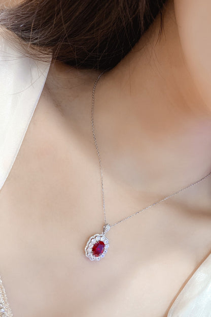 Pirmiana New S925 Silver 2.87ct Lad Grown Ruby Necklace High Fine Jewelry for Women Party Gift