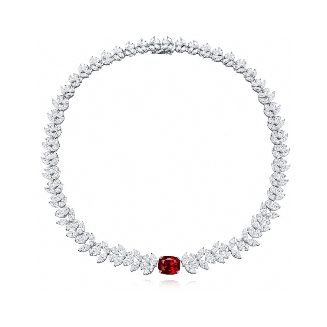Pirmiana New S925 Silver 13.08ct Lad Grown Ruby Necklace High Fine Jewelry for Women Party Gift