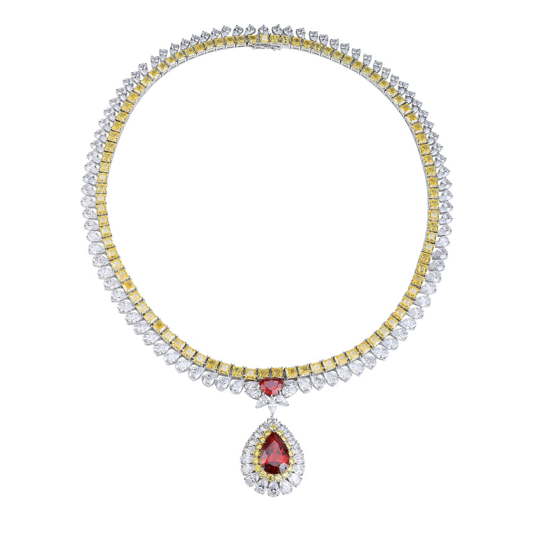 Pirmiana New S925 Silver 11.08ct Lad Grown Ruby Necklace High Fine Jewelry for Women Party Gift