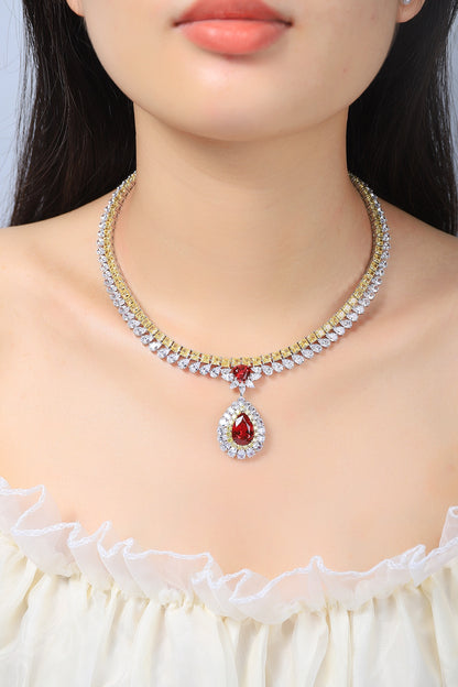 Pirmiana New S925 Silver 7.08ct Lad Grown Ruby Necklace High Fine Jewelry for Women Party Gift