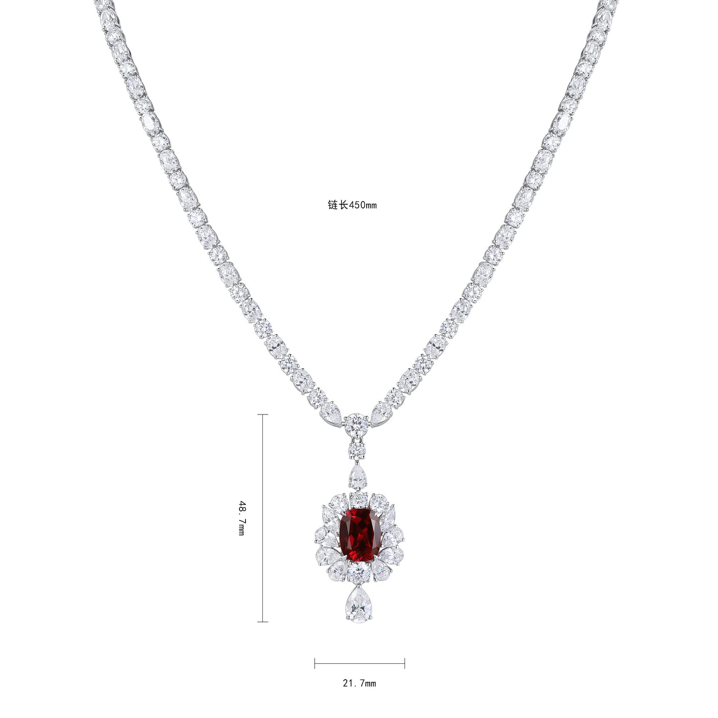Pirmiana New S925 Silver 7.08ct Lad Grown Ruby Necklace High Fine Jewelry for Women Party Gift