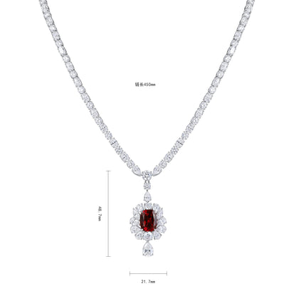 Pirmiana New S925 Silver 7.08ct Lad Grown Ruby Necklace High Fine Jewelry for Women Party Gift