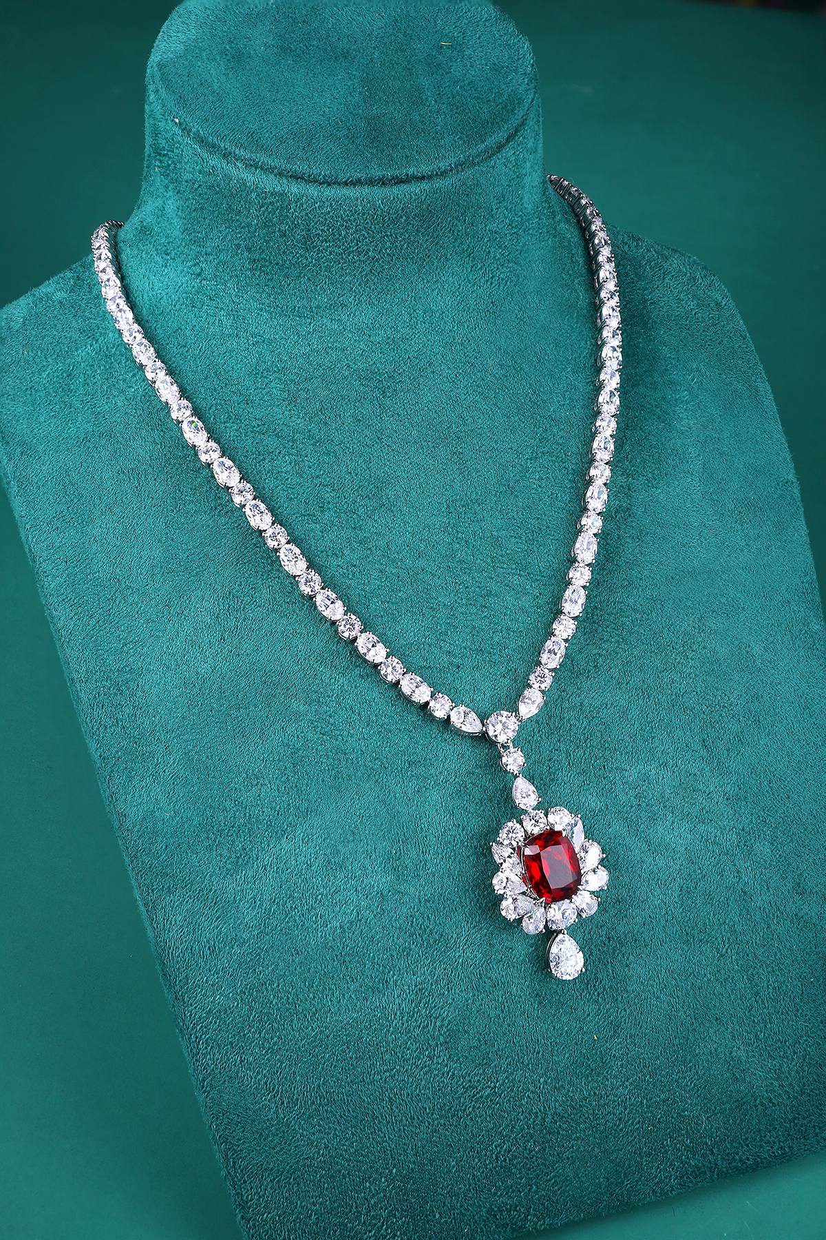 Pirmiana New S925 Silver 7.08ct Lad Grown Ruby Necklace High Fine Jewelry for Women Party Gift