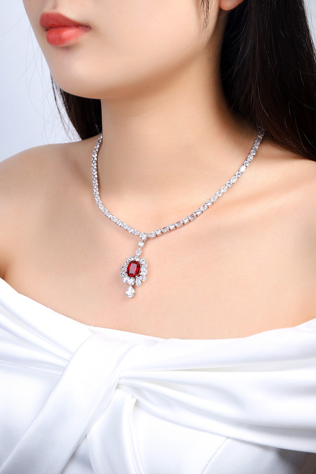 Pirmiana New S925 Silver 7.08ct Lad Grown Ruby Necklace High Fine Jewelry for Women Party Gift