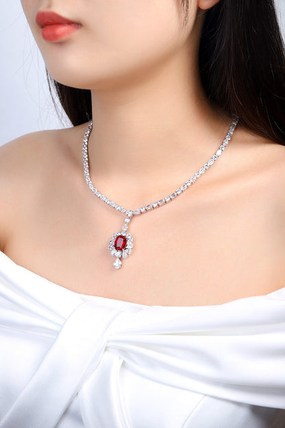 Pirmiana New S925 Silver 7.08ct Lad Grown Ruby Necklace High Fine Jewelry for Women Party Gift