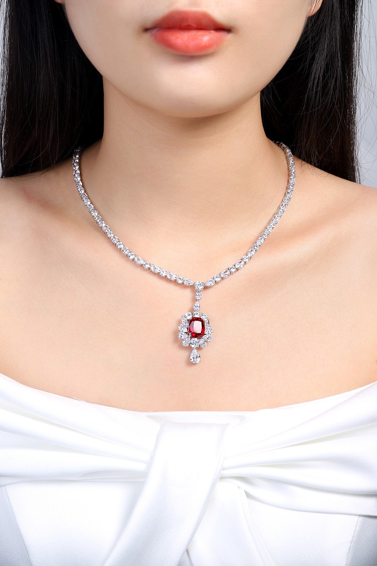 Pirmiana New S925 Silver 7.08ct Lad Grown Ruby Necklace High Fine Jewelry for Women Party Gift