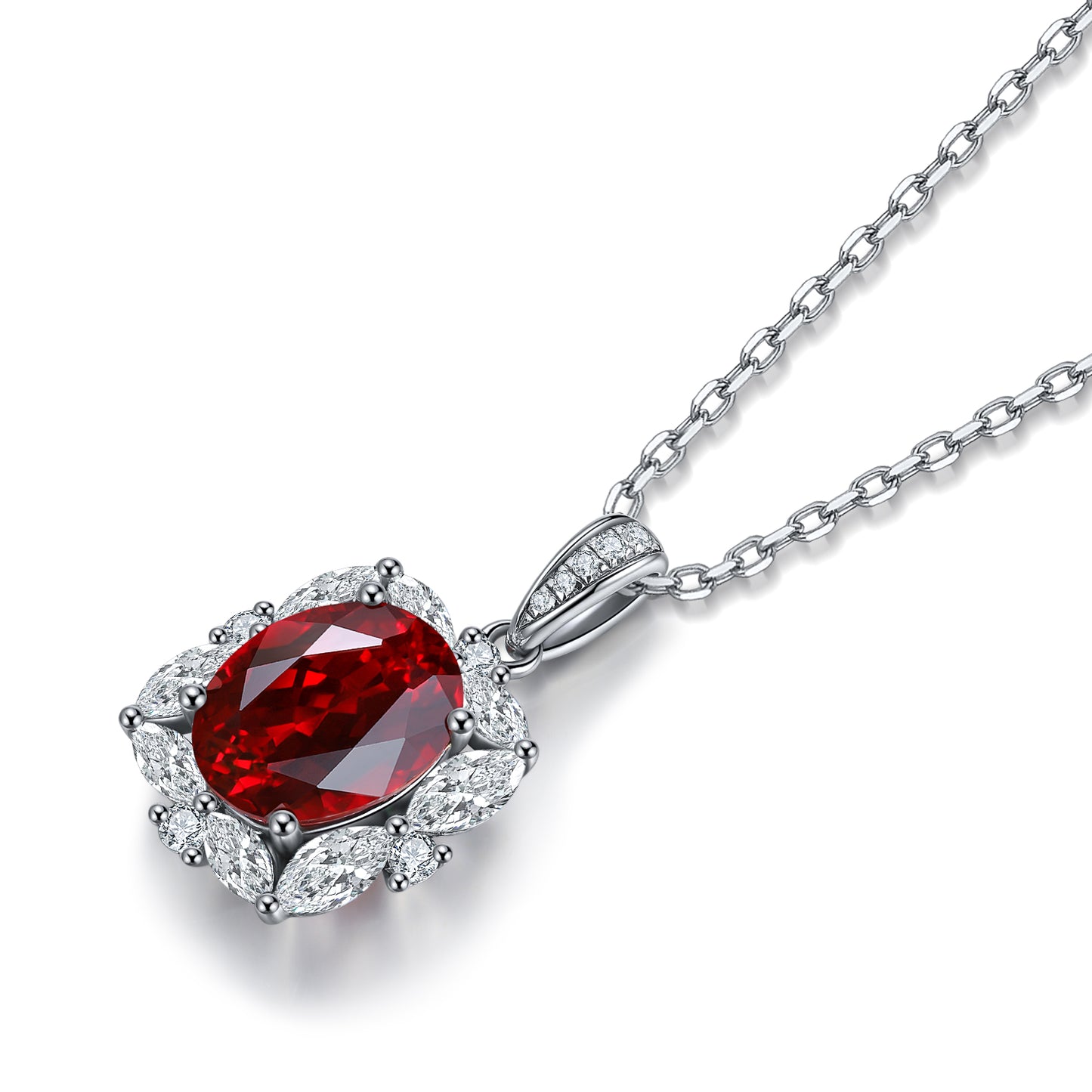 Pirmiana New S925 Silver 3.63ct Lad Grown Ruby Necklace High Fine Jewelry for Women Party Gift