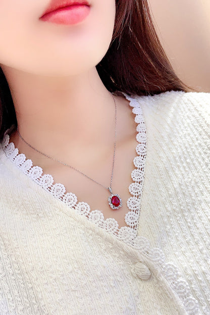 Pirmiana New S925 Silver 3.63ct Lad Grown Ruby Necklace High Fine Jewelry for Women Party Gift