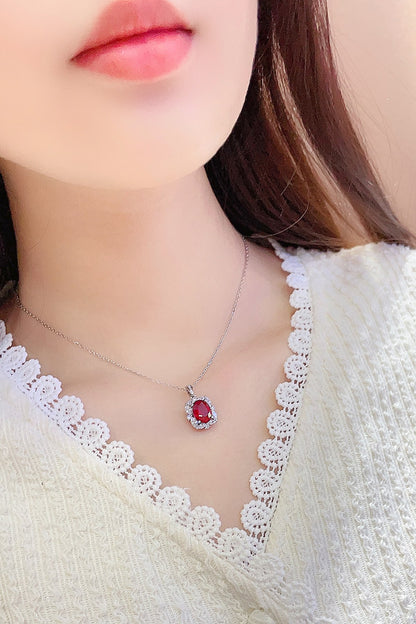 Pirmiana New S925 Silver 3.63ct Lad Grown Ruby Necklace High Fine Jewelry for Women Party Gift