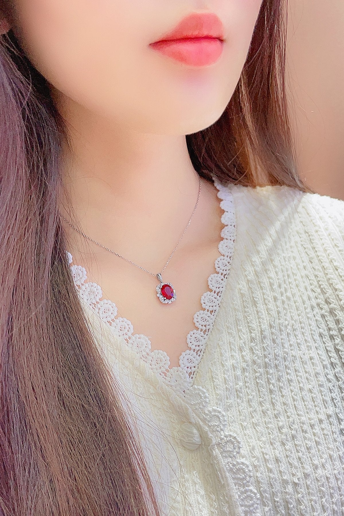 Pirmiana New S925 Silver 3.63ct Lad Grown Ruby Necklace High Fine Jewelry for Women Party Gift