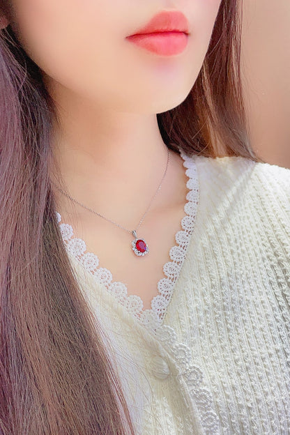 Pirmiana New S925 Silver 3.63ct Lad Grown Ruby Necklace High Fine Jewelry for Women Party Gift