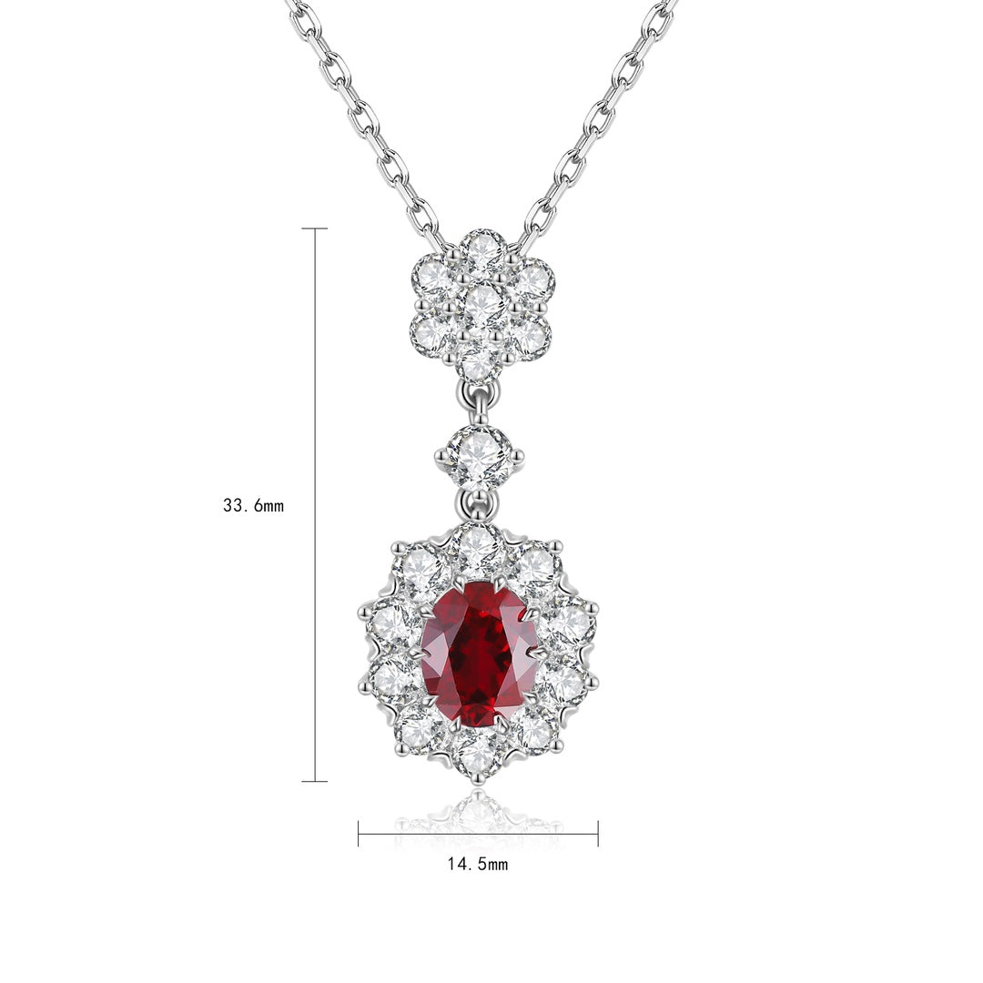 Pirmiana New S925 Silver 3.63ct Lad Grown Ruby Necklace High Fine Jewelry for Women Party Gift