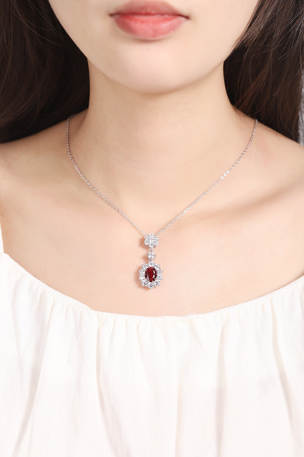 Pirmiana New S925 Silver 3.63ct Lad Grown Ruby Necklace High Fine Jewelry for Women Party Gift