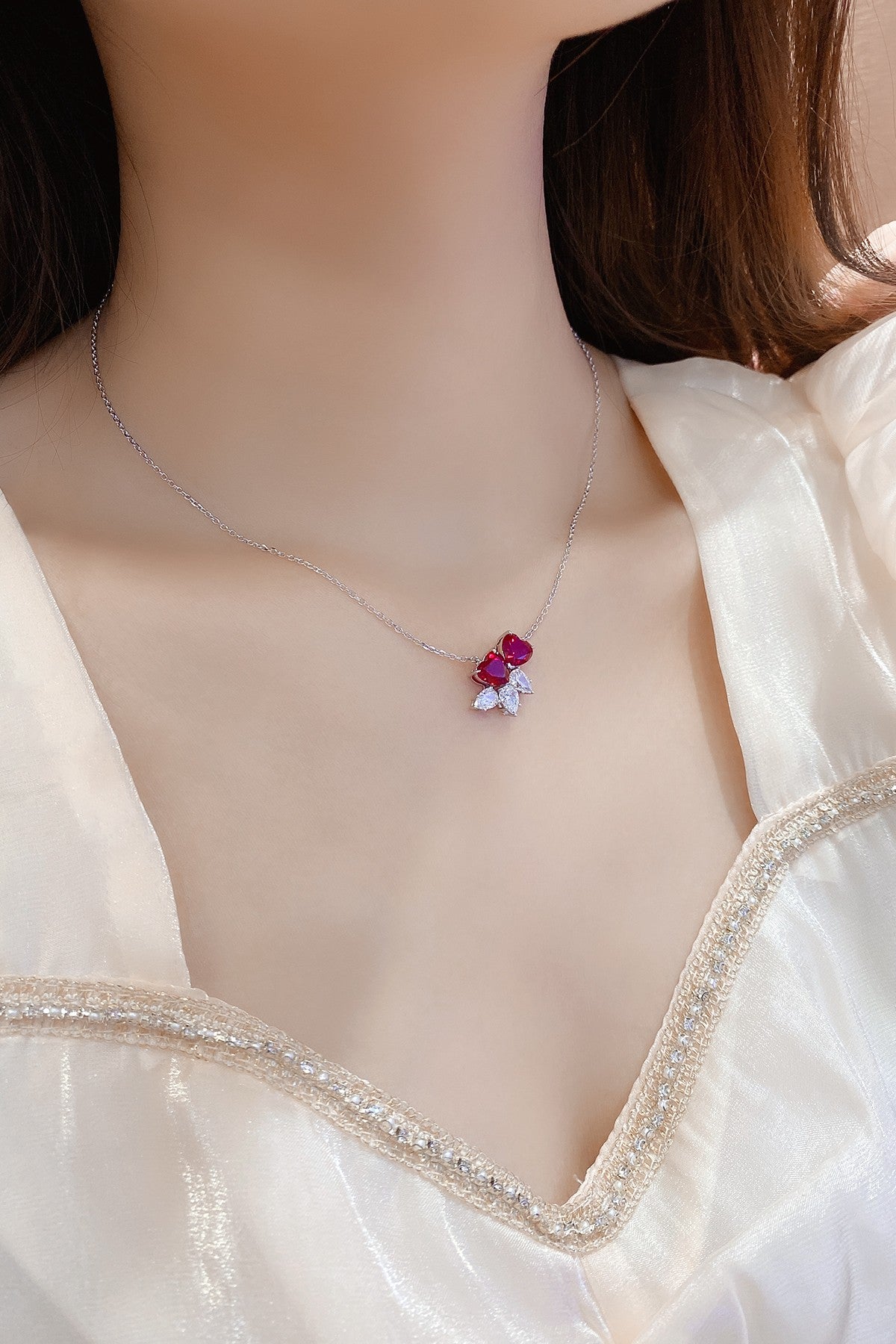 Pirmiana New S925 Silver 3.528ct Lad Grown Ruby Necklace High Fine Jewelry for Women Party Gift