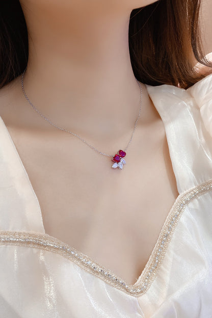 Pirmiana New S925 Silver 3.528ct Lad Grown Ruby Necklace High Fine Jewelry for Women Party Gift