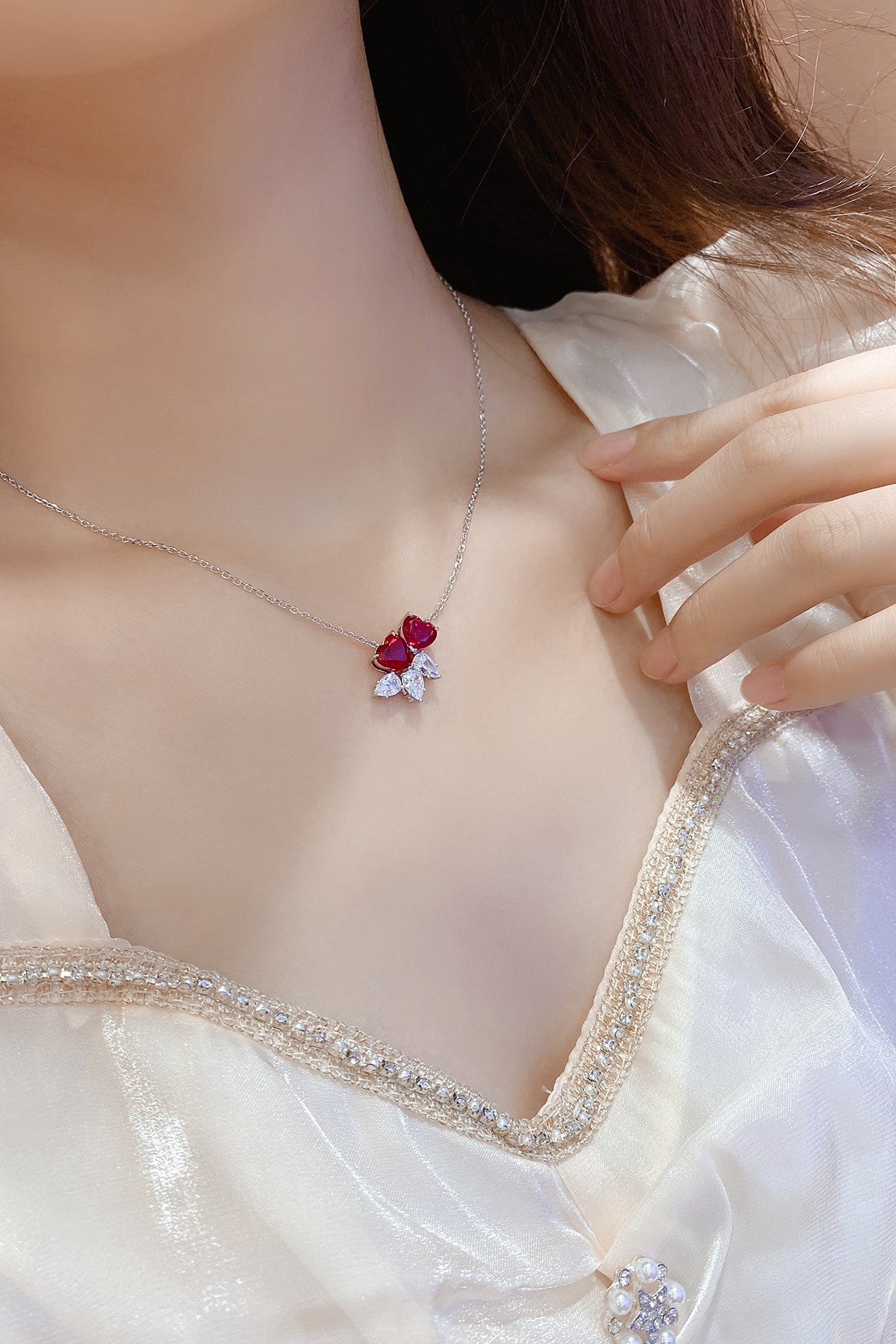 Pirmiana New S925 Silver 3.528ct Lad Grown Ruby Necklace High Fine Jewelry for Women Party Gift
