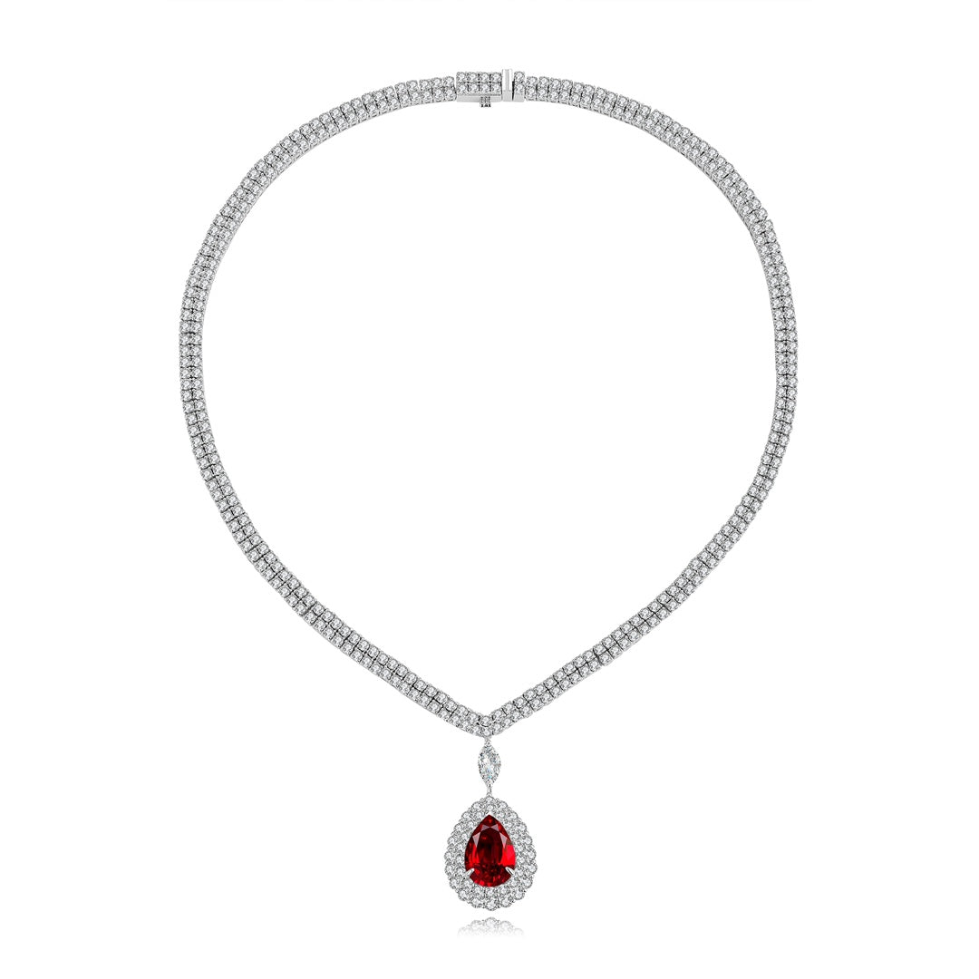 Pirmiana New S925 Silver 5.85ct Lad Grown Ruby Necklace High Fine Jewelry for Women Party Gift