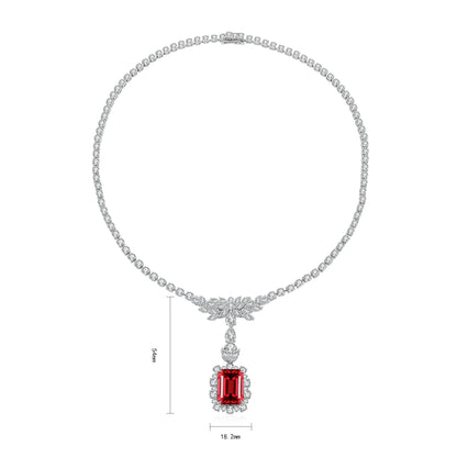 Pirmiana New S925 Silver 13.94ct Lad Grown Ruby Necklace High Fine Jewelry for Women Party Gift