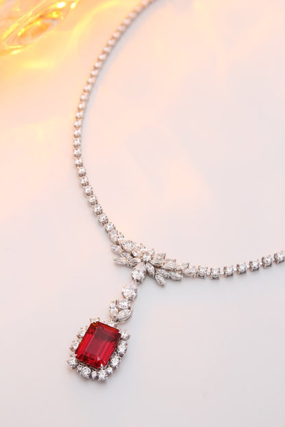 Pirmiana New S925 Silver 13.94ct Lad Grown Ruby Necklace High Fine Jewelry for Women Party Gift