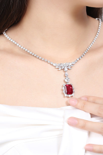 Pirmiana New S925 Silver 13.94ct Lad Grown Ruby Necklace High Fine Jewelry for Women Party Gift