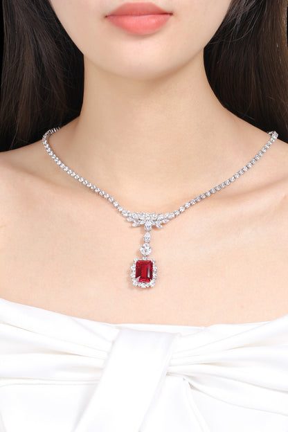 Pirmiana New S925 Silver 13.94ct Lad Grown Ruby Necklace High Fine Jewelry for Women Party Gift
