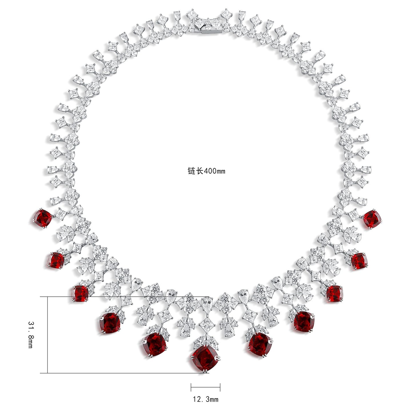 Pirmiana New S925 Silver 34.32ct Lad Grown Ruby Necklace High Fine Jewelry for Women Party Gift