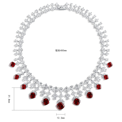 Pirmiana New S925 Silver 34.32ct Lad Grown Ruby Necklace High Fine Jewelry for Women Party Gift