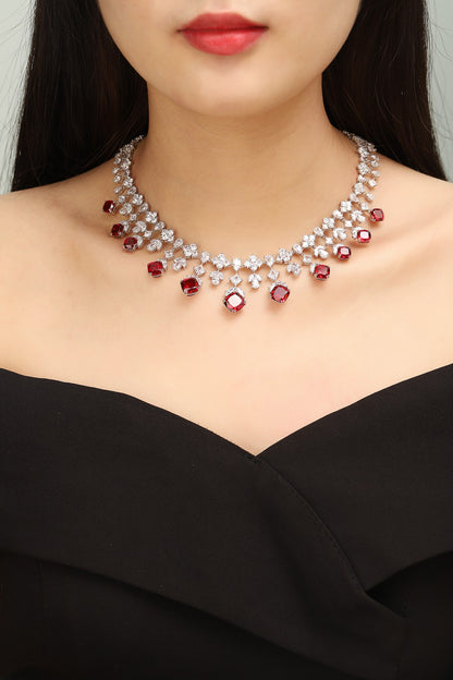 Pirmiana New S925 Silver 34.32ct Lad Grown Ruby Necklace High Fine Jewelry for Women Party Gift