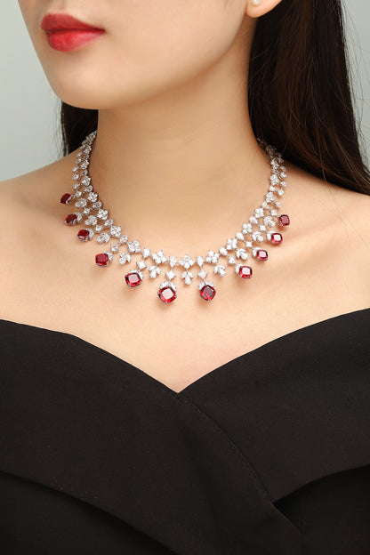 Pirmiana New S925 Silver 34.32ct Lad Grown Ruby Necklace High Fine Jewelry for Women Party Gift