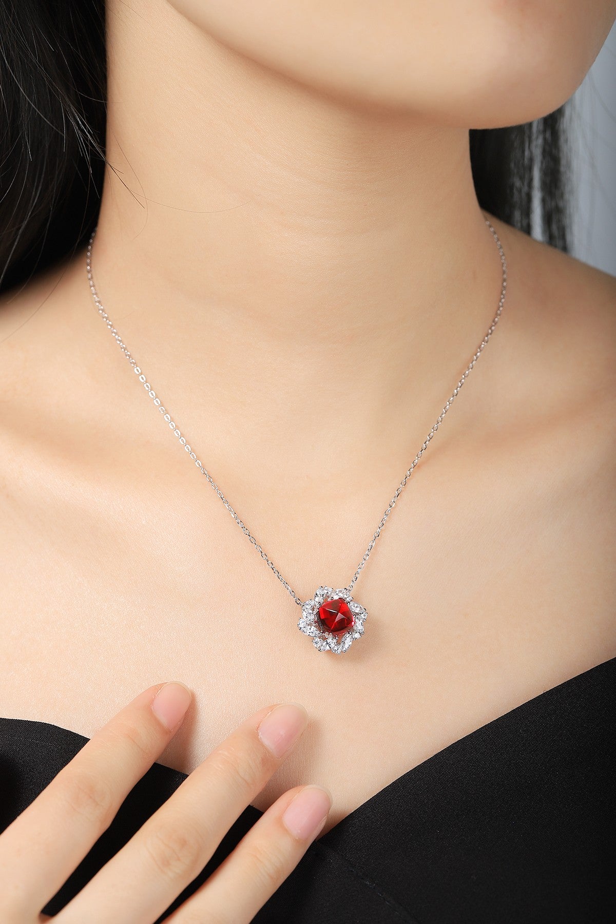 Pirmiana New S925 Silver 5.1ct Lad Grown Ruby Necklace High Fine Jewelry for Women Party Gift