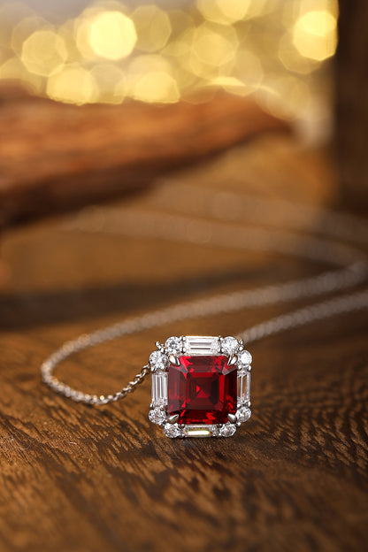 Pirmiana New S925 Silver 3.3ct Lad Grown Ruby Necklace High Fine Jewelry for Women Party Gift