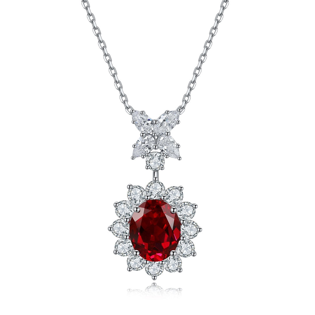 Pirmiana New S925 Silver 4.76ct Lad Grown Ruby Necklace High Fine Jewelry for Women Party Gift