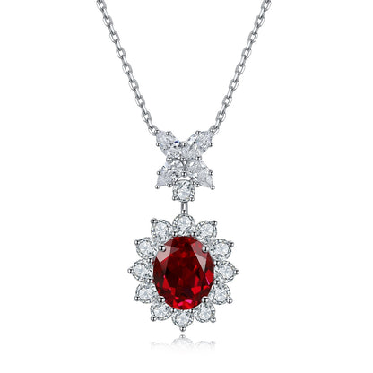 Pirmiana New S925 Silver 4.76ct Lad Grown Ruby Necklace High Fine Jewelry for Women Party Gift
