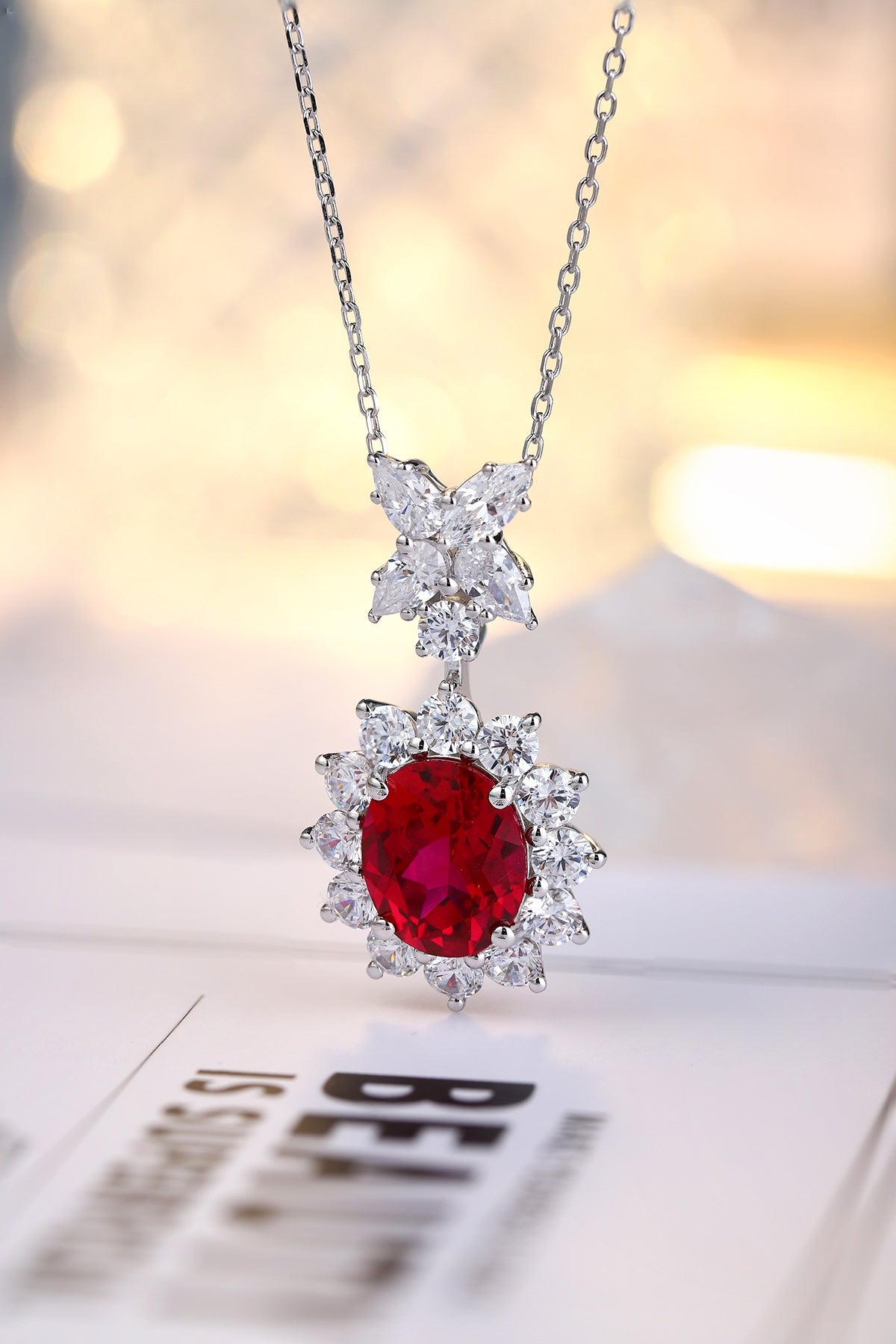 Pirmiana New S925 Silver 4.76ct Lad Grown Ruby Necklace High Fine Jewelry for Women Party Gift