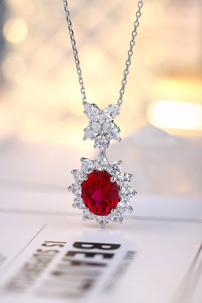 Pirmiana New S925 Silver 4.76ct Lad Grown Ruby Necklace High Fine Jewelry for Women Party Gift
