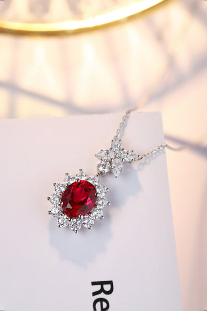 Pirmiana New S925 Silver 4.76ct Lad Grown Ruby Necklace High Fine Jewelry for Women Party Gift
