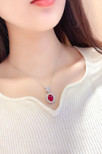 Pirmiana New S925 Silver 4.76ct Lad Grown Ruby Necklace High Fine Jewelry for Women Party Gift