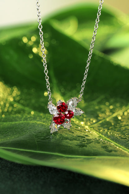Pirmiana New S925 Silver 1.17ct Lad Grown Ruby Necklace High Fine Jewelry for Women Party Gift