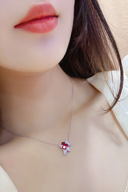 Pirmiana New S925 Silver 1.17ct Lad Grown Ruby Necklace High Fine Jewelry for Women Party Gift
