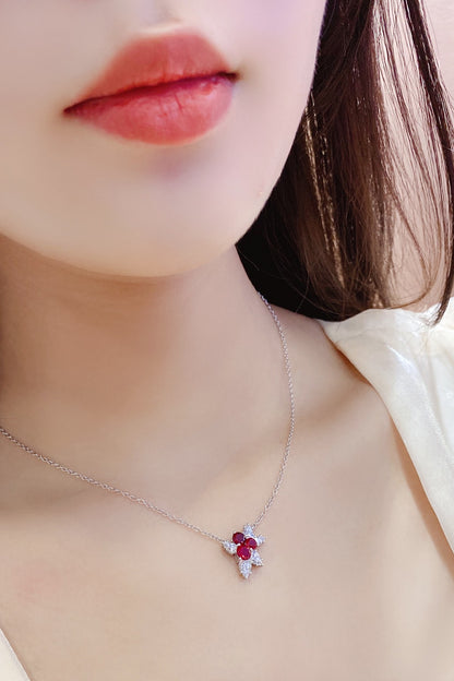 Pirmiana New S925 Silver 1.17ct Lad Grown Ruby Necklace High Fine Jewelry for Women Party Gift