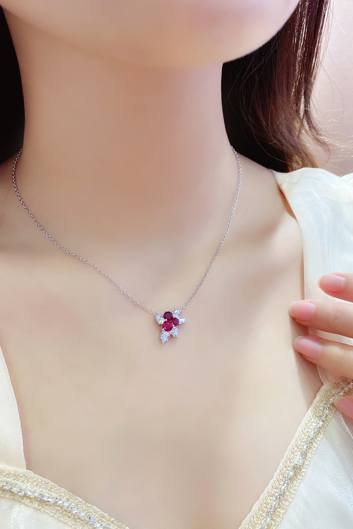 Pirmiana New S925 Silver 1.17ct Lad Grown Ruby Necklace High Fine Jewelry for Women Party Gift