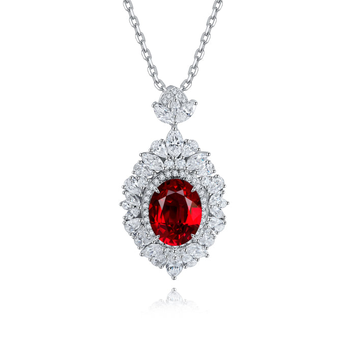 Pirmiana New S925 Silver 3.67ct Lad Grown Ruby Necklace High Fine Jewelry for Women Party Gift